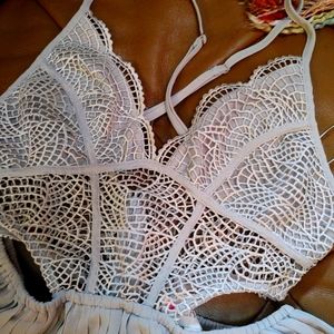 Mint Green Lace Romper Shorts Lingerie